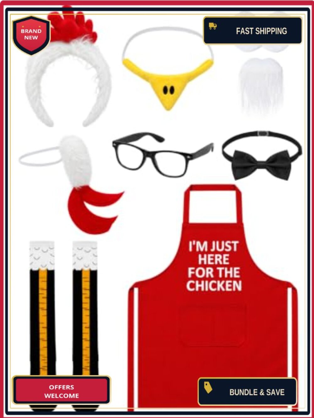 Funny Chicken Colonel Couples Halloween Costume Set Adult One Size